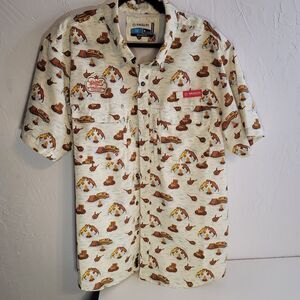 Magellan Fish Gear Shirt XL Shiner Outdoors Print Fishing Button Up